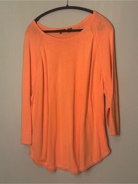 JEANNE PIERRE Long Sleeve Boatneck Top - Orange